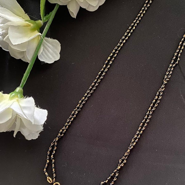 Mangalsutra/18" 24" 28"Mangalsutra chain/Indian Bridal jewelry/ Micro High Gold Plated Black Bead 2 line 1 line Mangalsutra Chain