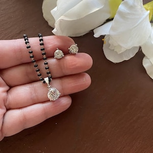 Mangalsutra / vergoldetes Mangal Sutra / Deepika Padukone Mangalsutra / CZ Mangalsutra / ndianischer Schmuck / Halskette mit schwarzen Perlen / Karimani Sara Bild 5