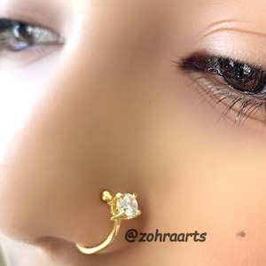 Nose studs ,FAKe Nose Ring ,Indian nose ring, Gold Nose Hoop, Nose Ring, CZ Nosering, NON Piercing Nosering, CLIP on nosering earring