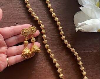 Long Necklace gold Necklace Matar Mala gold Mala temple Necklace