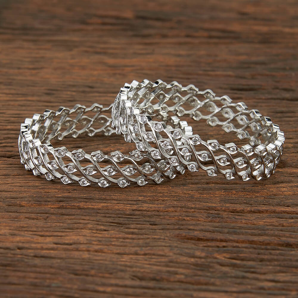 CZ Bangles/rhodium Plated Thick Bangles /silver Indian Bangles