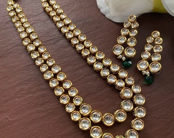 Ensemble de colliers Kundan : bijoux de mariée indiens plaqués or 24 carats