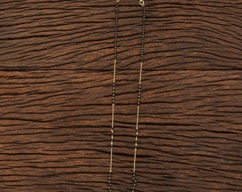 Indischer Brautschmuck, 45 cm Mangalsutra Kette, 45 cm lange Mangalsutra Kette/ Micro High Gold überzogene schwarze Perle