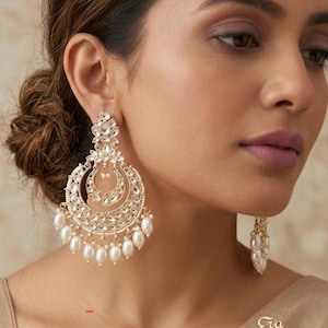 クンダン・チャンドバリ・イヤリング：インドのパールジュエリー