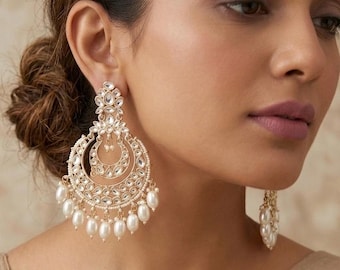 Kundan Chandbali Earrings: Indian Pearl Jewelry