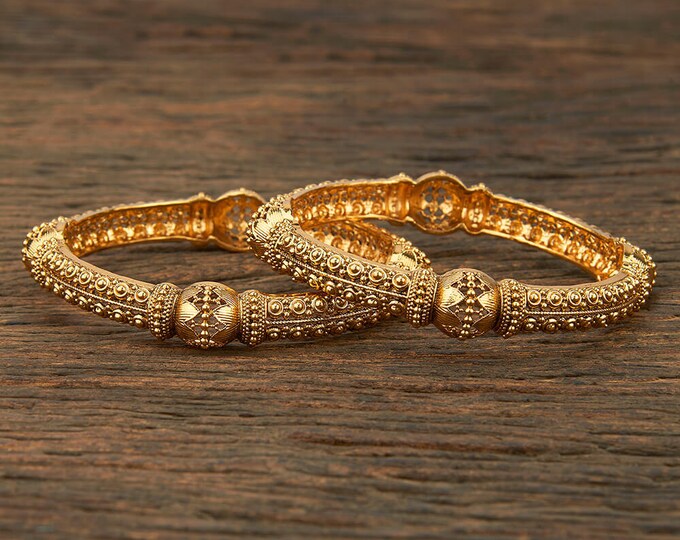 Antique Gold Bangles/ Indian Bangles/ Gold Kada/ Kundan Bangles/ Temple