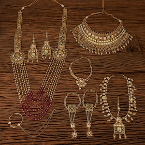 Kundan Bridal Necklace choker set/9 Piece Ruby Kundan Jewelry/Antique gold Indian Bridal/Indian Wedding jewelry/Pakistani Wedding jewelry