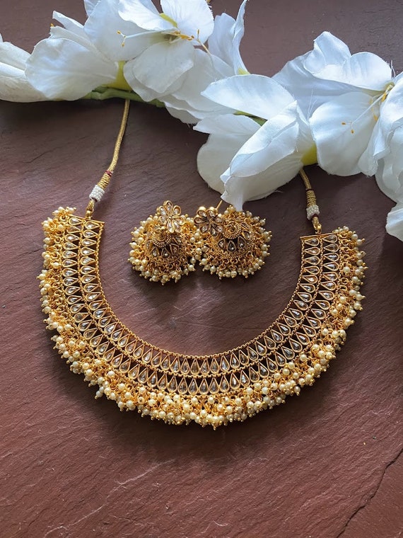 Guttapusalu Pearl Choker polki Gold Choker Necklace indian Choker south Indian Jewelry Wedding Jewelry bridal Necklace pakistani Jewelry Etsy Canada