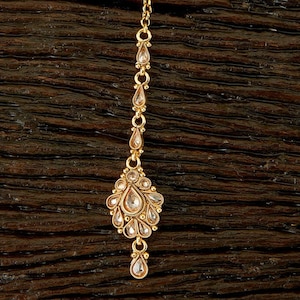 Tikka/Polki Tikka/Delicate Antique Gold Polki Maang tikka/Indian forehead jewelry /Kundan /Indian Jewelry/ Pakistani Jewelry/Punjabi Jewelry