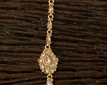 Tikka/Polki Tikka/Delicate Antique Gold Polki Maang tikka/Indian forehead jewelry /Kundan /Indian Jewelry/ Pakistani Jewelry/Punjabi Jewelry