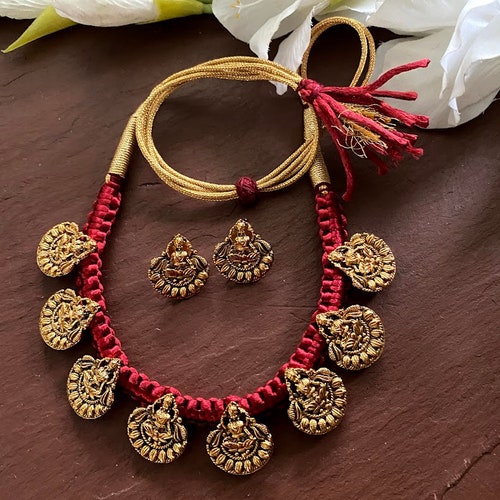 Temple Necklace/indian Jewelry/matte 