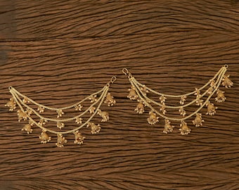 Ear Chain/earchain/Gold Kaan Chain/ Sahare/Bahubali Eaarrings/ Kaan Saharas/Ear Support Chain/Indian Jewelry/Pakistani Jewelry/ jhumka chain