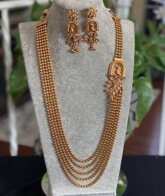 Long Necklace/ Gold Necklace /indian Necklace/polki Necklace