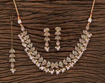 Pink Polki Choker Necklace/Antique dull Gold choker Necklace/Indian wedding jewelry/Bridal necklace/ kundan choker/ bridesmade/pakistani