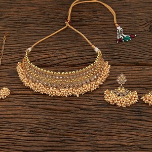 Polki Choker Necklace/Guttapusalu choker/Kundan Choker/Temple Jewelry/ South Indian Necklace/ Antique Gold choker/ Indian Wedding Jewelry