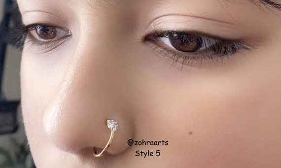 Double Nose Ring Hoop 20g Ring Piercing Fake Ring Nose Ring Clip-on Nose  Adjustable Fake For Women Ring Non-piercing Nose Nose Jewelry (b, One Size)  | Fruugo AT