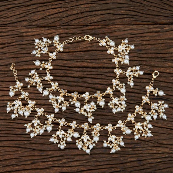 Kundan Bridal Anklets: Indian Gold Plated Payal Jewelry