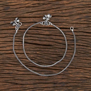 Fußkettchen / Kette Fußkettchen / oxidiertes Silber Fußkettchen / Neusilber Fußkettchen / Schwarze Metall Oberfläche / Indischer Payal / Golusu / Freizeitkleidung / Boho Schmuck