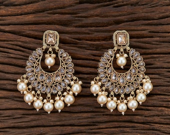 Polki earrings/ Polki Chandbali/ LCT chandbalis/Antique Dull Gold earrings/ Dull Gold Chandbali/ Indian Earrings / Pakistani Earrings/Kundan