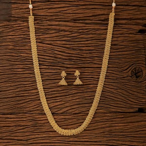 Gold Plated Indian Necklace Set: Antique Temple Jewelry Style 2