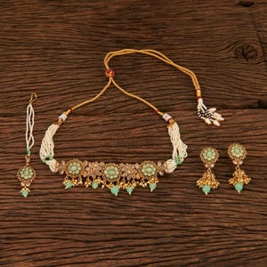 Mint Kundan choker , Polki Necklace set ,Indian Choker , Pearl choker, Indian wedding Jewelry, Indian Necklace set, Gold Choker, Sabyasachi