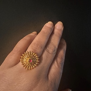 Antique Gold Ring ,Indian Polki Ring ,Indian Ring, finger Ring , Finger jewelry, Indian Jewelry, adjustable ring , delicate ring
