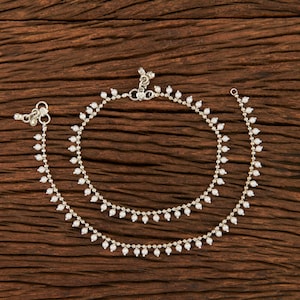 Silver Anklets/Rhodium plated Anklets/Moti Payal /Pearl Payal/ Panjeb/ Indian Jewelry/Pakistani Jewelry/ Boho anklets/Bridal Jewelry