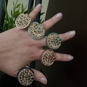 Polki Ring /Adjustable/Antique dull Gold Ring /Kundan Ring / Indian Finger Ring/ Indian jewelry/ Pakistani jewelery/ Indian wedding Jewelry