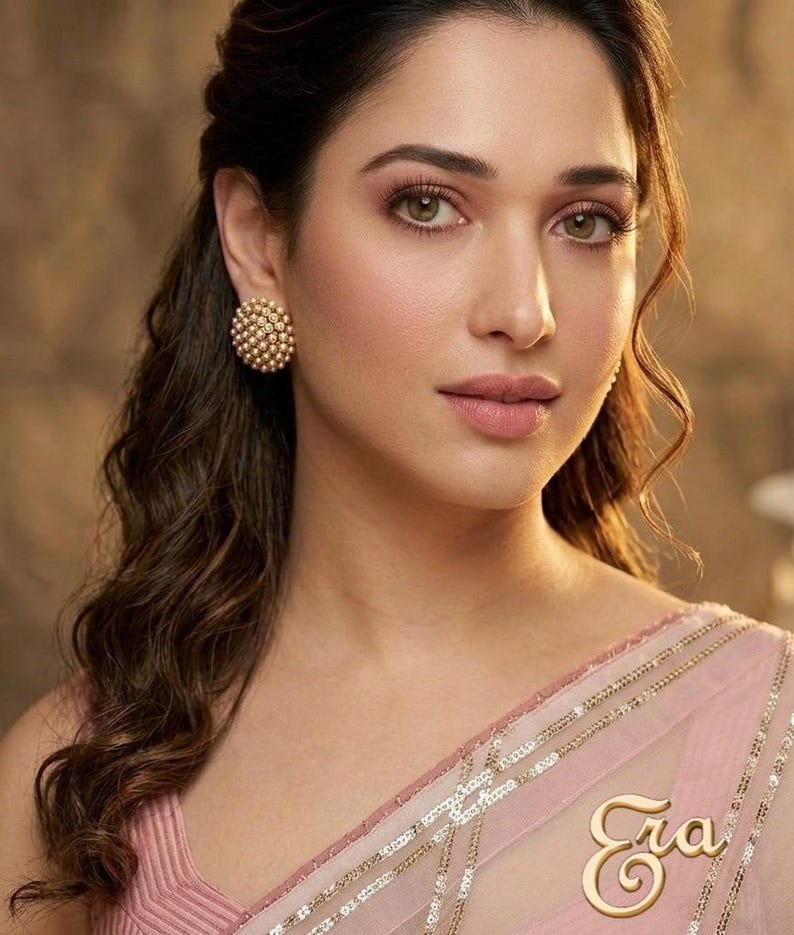 Pearl Kundan Studs: Antique Gold Indian Earrings image 4