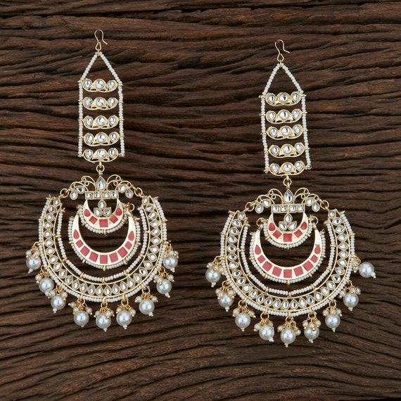 Earchain/ Meenakari Earrings /pink 