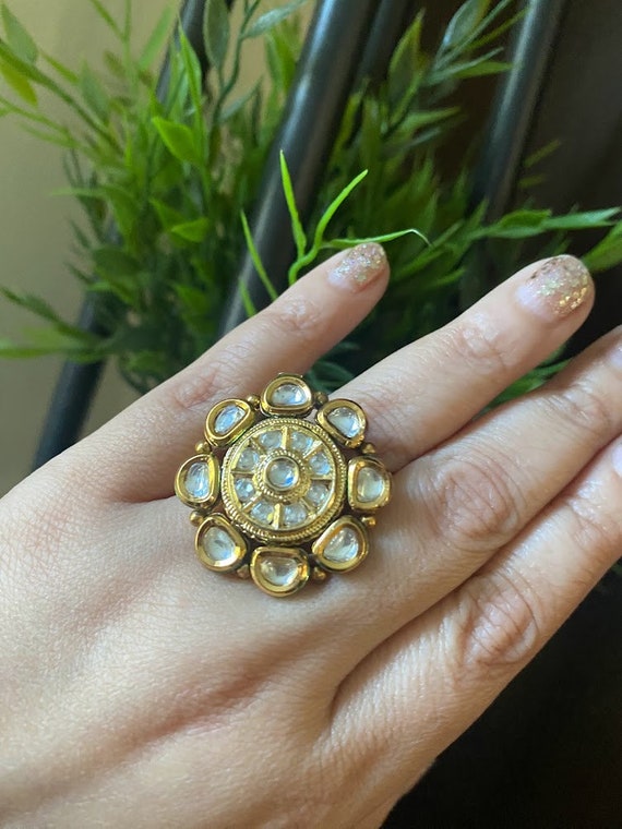 Kundan Finger Ring 163377