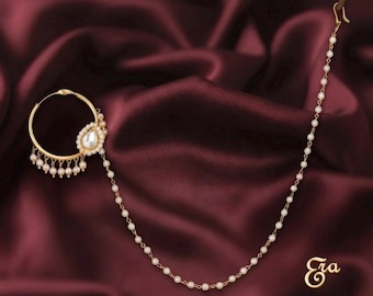 Fine Kundan Nose Ring  /Indian Nose Ring / Piercing Nose Ring /Indian bridal Jewelry/wedding  jewelry/Bridal piercing Nath/pachi Kundan nath