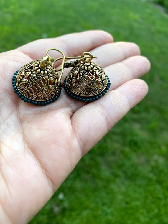 Oxidized Earrings/oxidized Gold Jhumka 