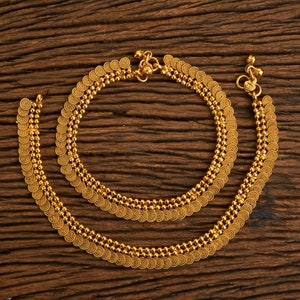 Gold Anklets/Indian Anklets/Temple Anklets/ Payal/ Panjeb/Indian Jewelry/ Pakistani Jewelry/ Boho anklets/ Indian Bridal Jewelry