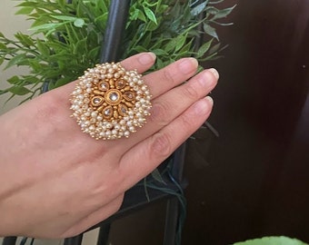 US Size 9 T6517 Natural River Pearl Handmade Indian 925 Sterling Silver Ring US Size 9 T6517 Natural River Pearl Handmade Indian 925 Sterling Silver Ring