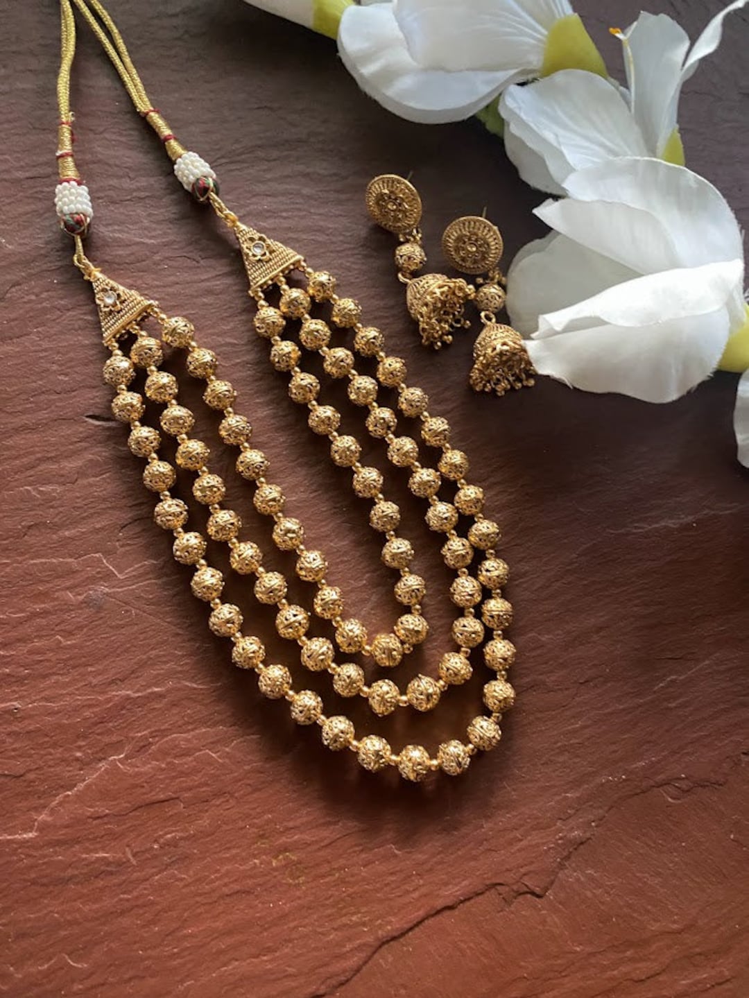 Long Necklace/gold Necklace/ Matar Mala/gold Mala/temple Etsy