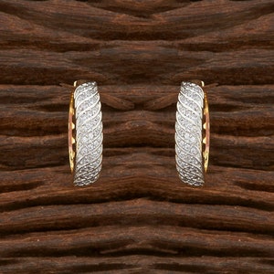CZ Hoop Gold Earrings/ American Diamond Silver Earrings/ - Etsy