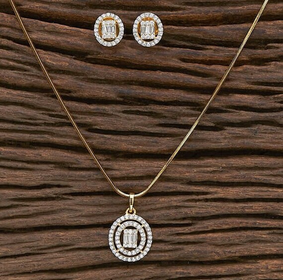 CZ Pendant Set With Earrings and Chain 