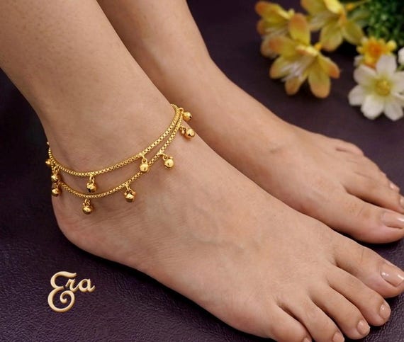 Handmade Gold Plated Anklet: Indian Bridal Payal Jewelry