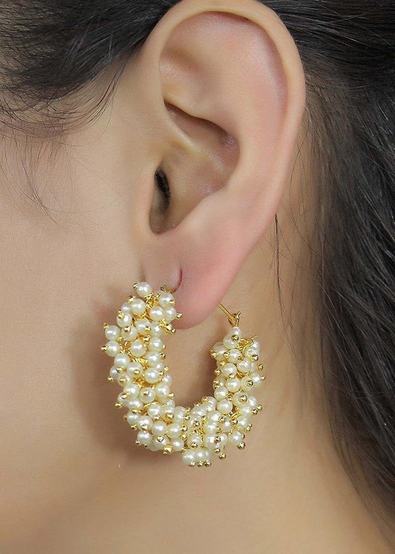 Indian Hoop Earrings/indian Earrings/pearl Hoops/ Jhumka Etsy