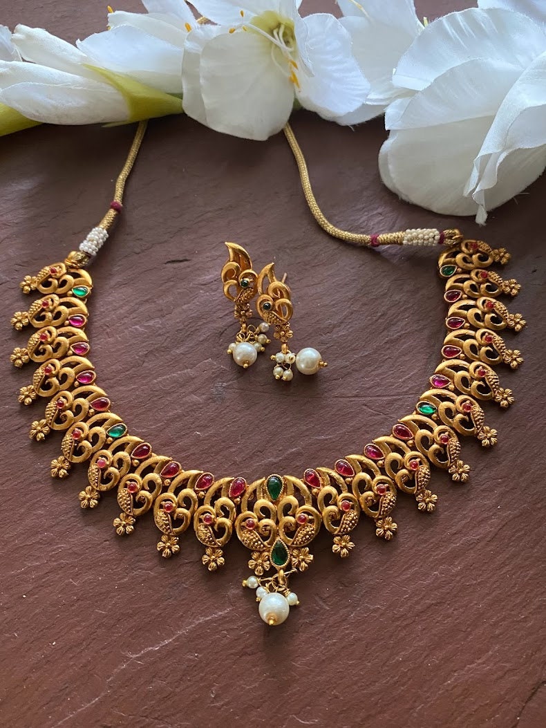 Peacock design gold necklace deals