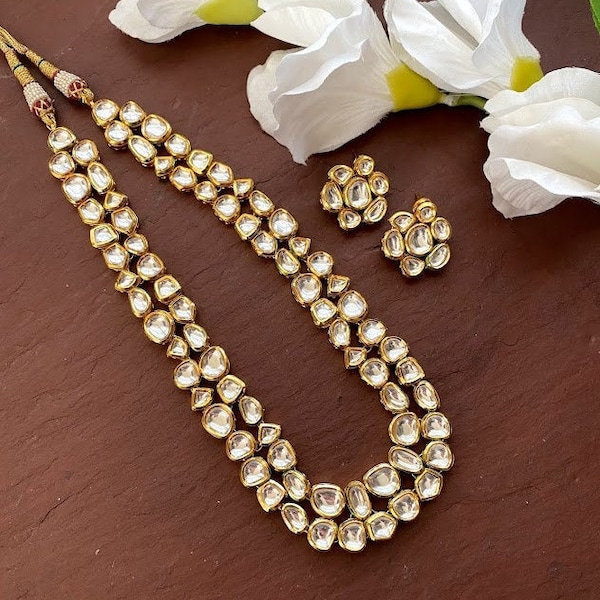 Kundan Necklace /Long Kundan Necklace/Polki / Indian jewelry /layered necklace / Kundan rani haar / Statement necklace / Sabyasachi jewelry