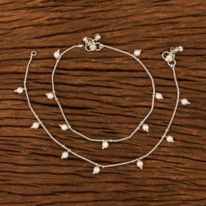 Tobilleras de plata/Tobilleras indias/Payal/Polki Payal/Panjeb/Joyería india/Joyería pakistaní/Tobilleras bohemias/Joyería nupcial india