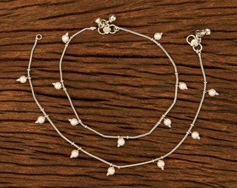 Tobilleras plateadas: Payal estilo Bollywood, 11 pulgadas