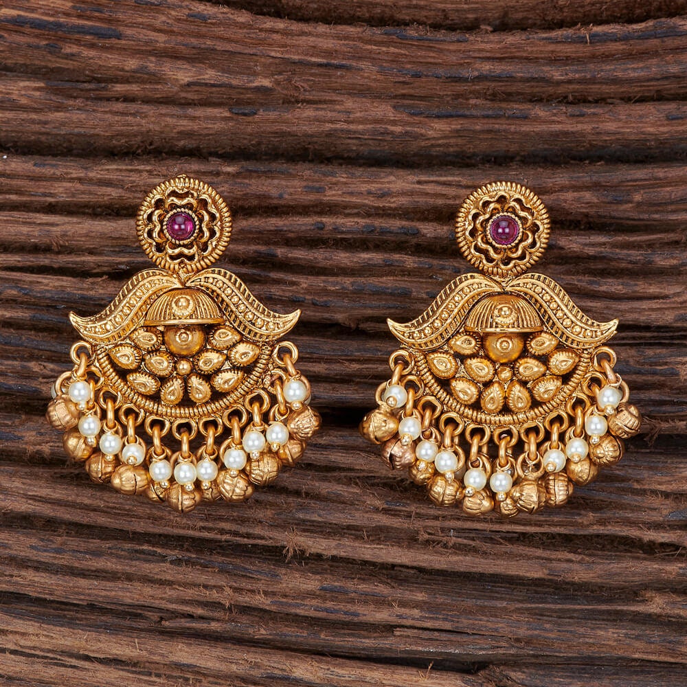Yaalz Antique Gold Hanging Earrings In Gold Color