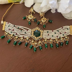 Kundan choker/ Green choker/ Indian choker/ Minakari Choker/ Indian wedding jewelry/Sabyasachi Necklace /Pakistani Jewelry/ Rajasthani