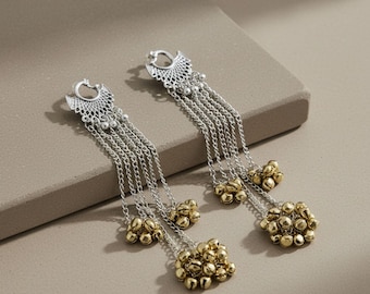 Boucles D’oreilles Jhumka Indiennes Plaquées Argent – Fait Main, Oxydé, Sans Nickel, Neuf Avec étiquettes
