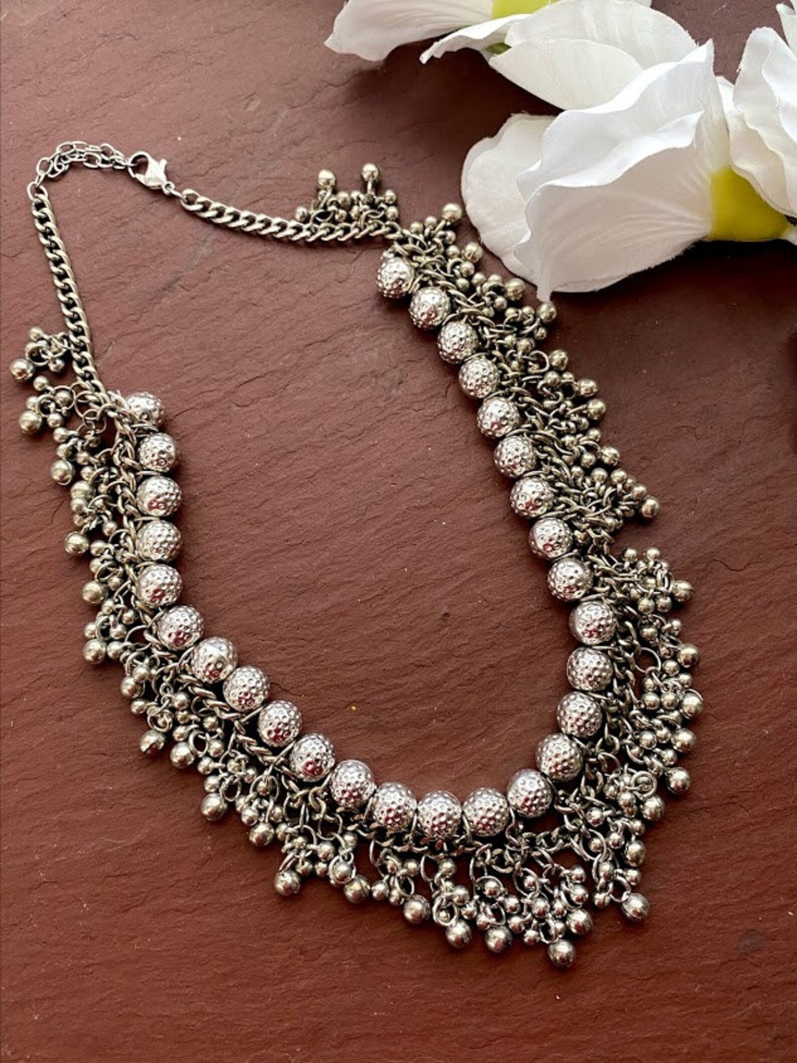 Oxidized silver choker /Ghungroo Necklace/Indian necklace Etsy