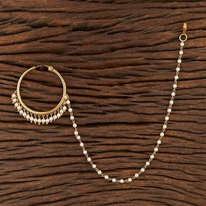 Gold Nose Ring  /Indian Nose Ring / Piercing Nose Ring /Indian bridal Jewelry/wedding  jewelry/Bridal piercing Nath/pearls nath