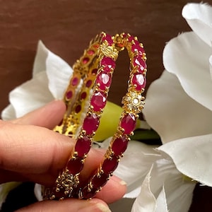 Ruby Bangles /CZ Bangles/ indian Bangles/Diamonds Bangles/Ruby bracelets/Bridal bangles/Pakistani Jewelry/One gram gold Jewelry